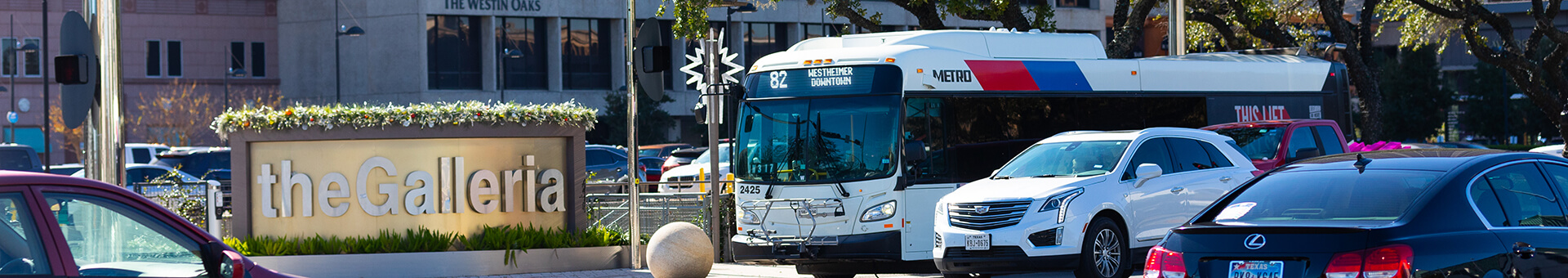 82 Westheimer local bus in front of the Galleria.