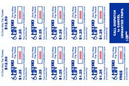 METROLift 11 one-way ticket book