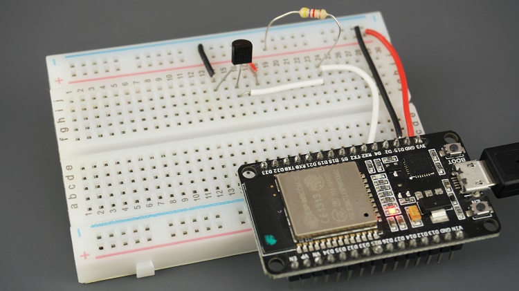 DS18B20 Single OneWire Temperature Sensor with ESP32 and Arduino IDE