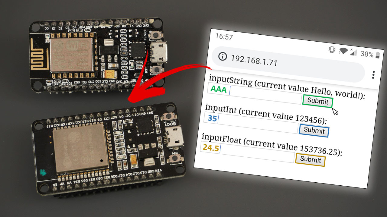 ESP32 ESP8266 Input Data on HTML Form Web Server using Arduino IDE