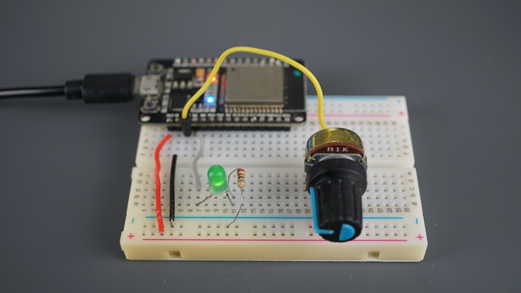 ESP32 with an LED and a Potentiometer
