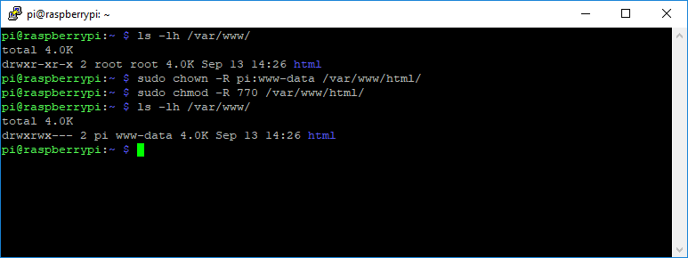 Raspberry-Pi change var www html folder