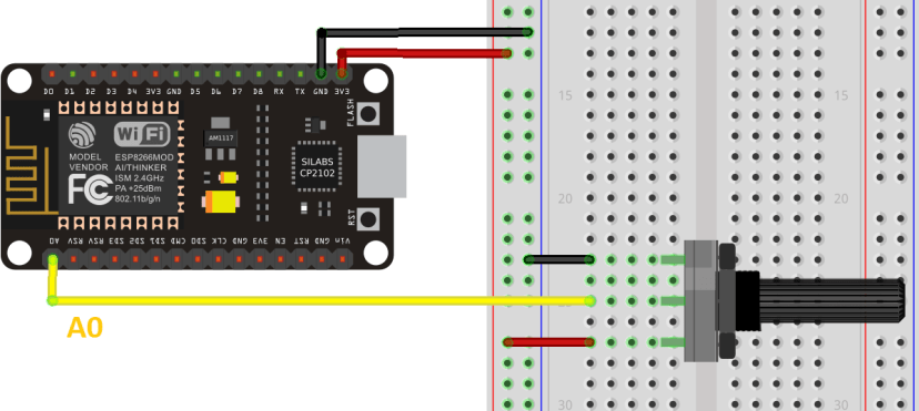 ESP8266 Analog Readings with MicroPython circuit schematic diagram