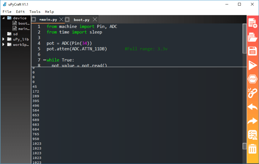 ESP32 ESP8266 Analog Readings with MicroPython demonstration