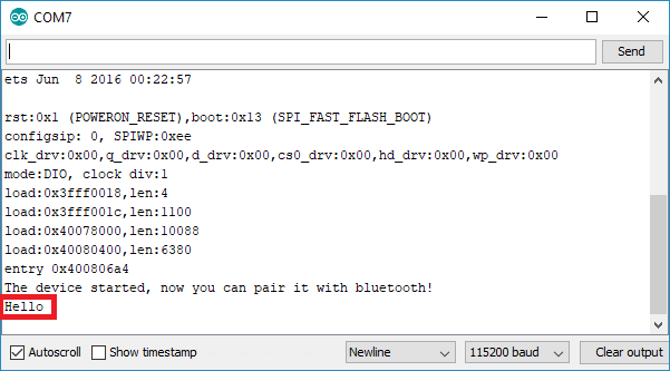 ESP32 Bluetooth Classic demonstration serial monitor Arduino IDE