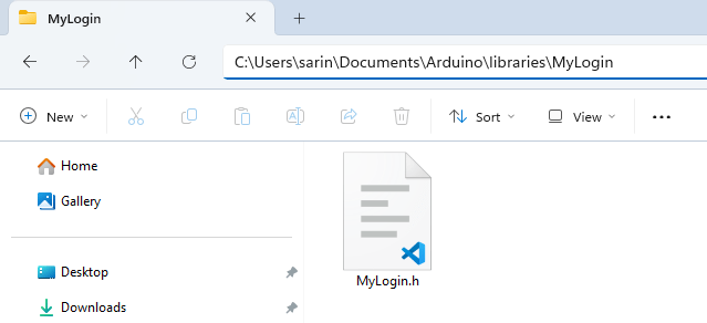 Install MyLogin File Arduino Libraries Folder